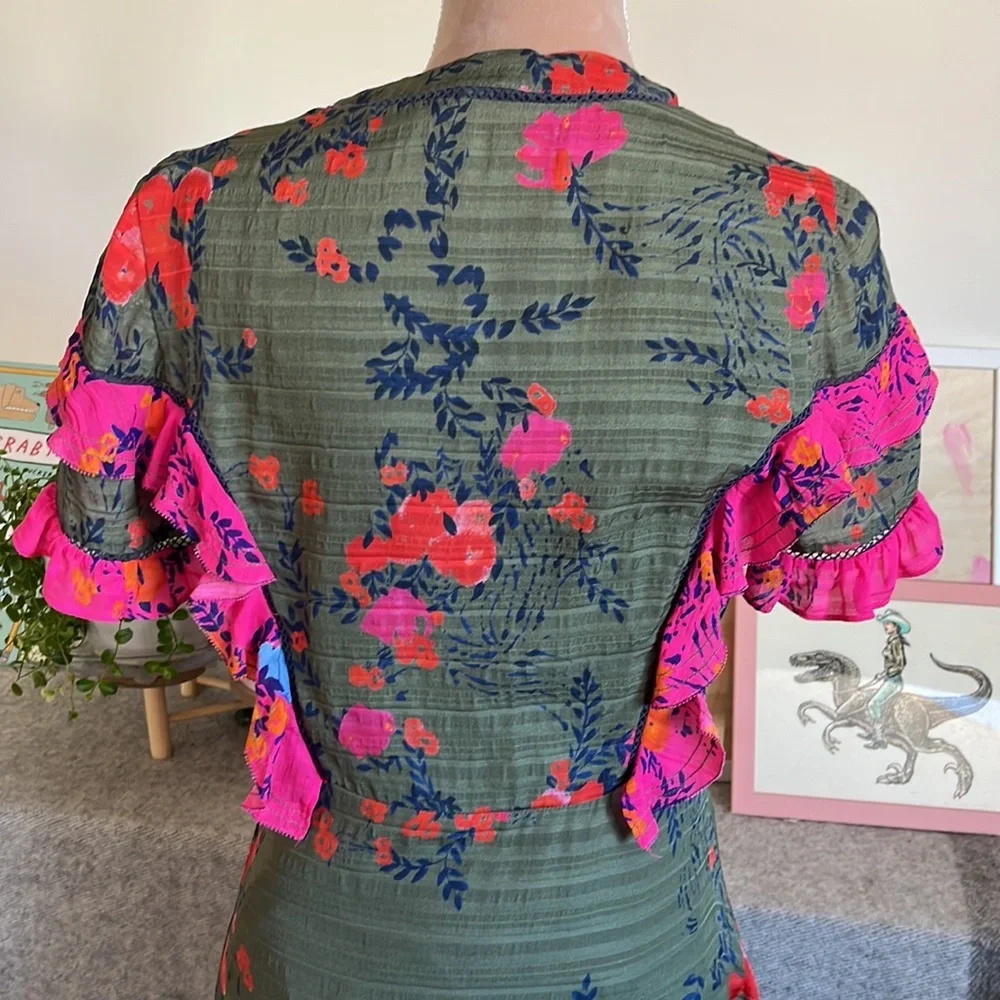 Tanya Taylor Silk Floral Rhett Dress, Size 4 - Picture 4 of 8